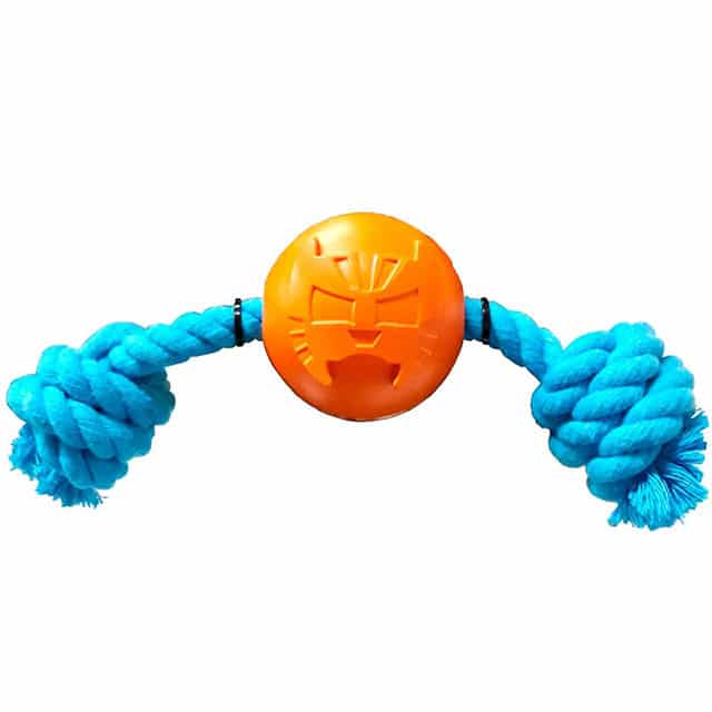 4BF La Fiera Rubber Ball with Rope Dog Toy (Large)_2