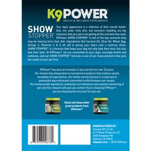K9 Power Show Stopper - Healthy Dog Coat and Skin Formula to Improve Health and Appearance