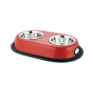 Red Anti-Skid Twin Oval Dish