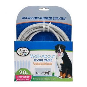 Four Paws Heavy Duty Dog Cable 20-Foot Large Dog Tie Out Cable