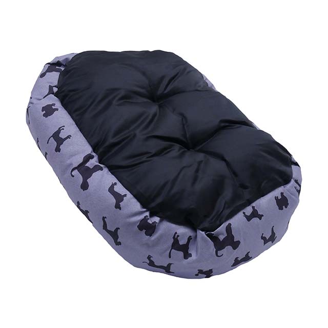 Rosewood Padded Dogs Print Grey Oval Bed_2