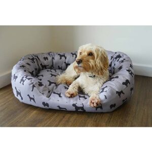 Rosewood Padded Dogs Print Grey Oval Bed_4